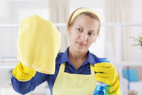 Office cleaners working in a Richmond business reception area