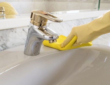 Cleaner working carefully in a domestic interior